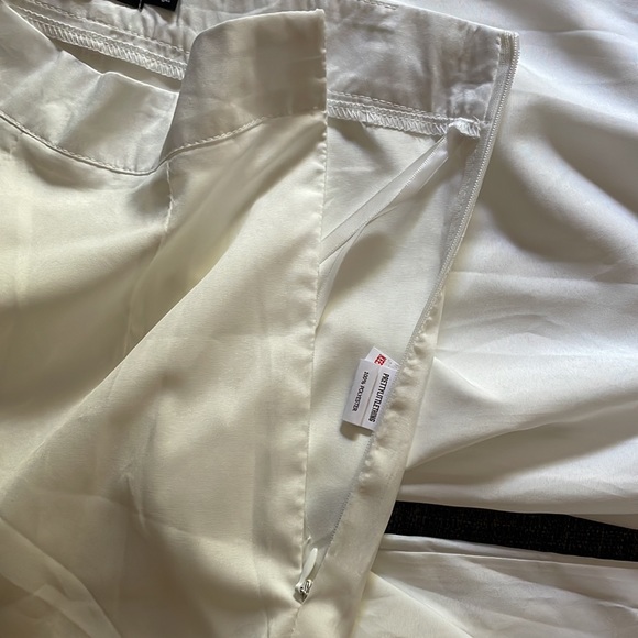 NWT PrettyLittleThing Sheer White Wide Leg Pants - Picture 7 of 11